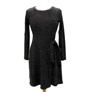 Kaileigh Woman's Dark Gray Tie Side Long Sleeve Sweater Dress Medium